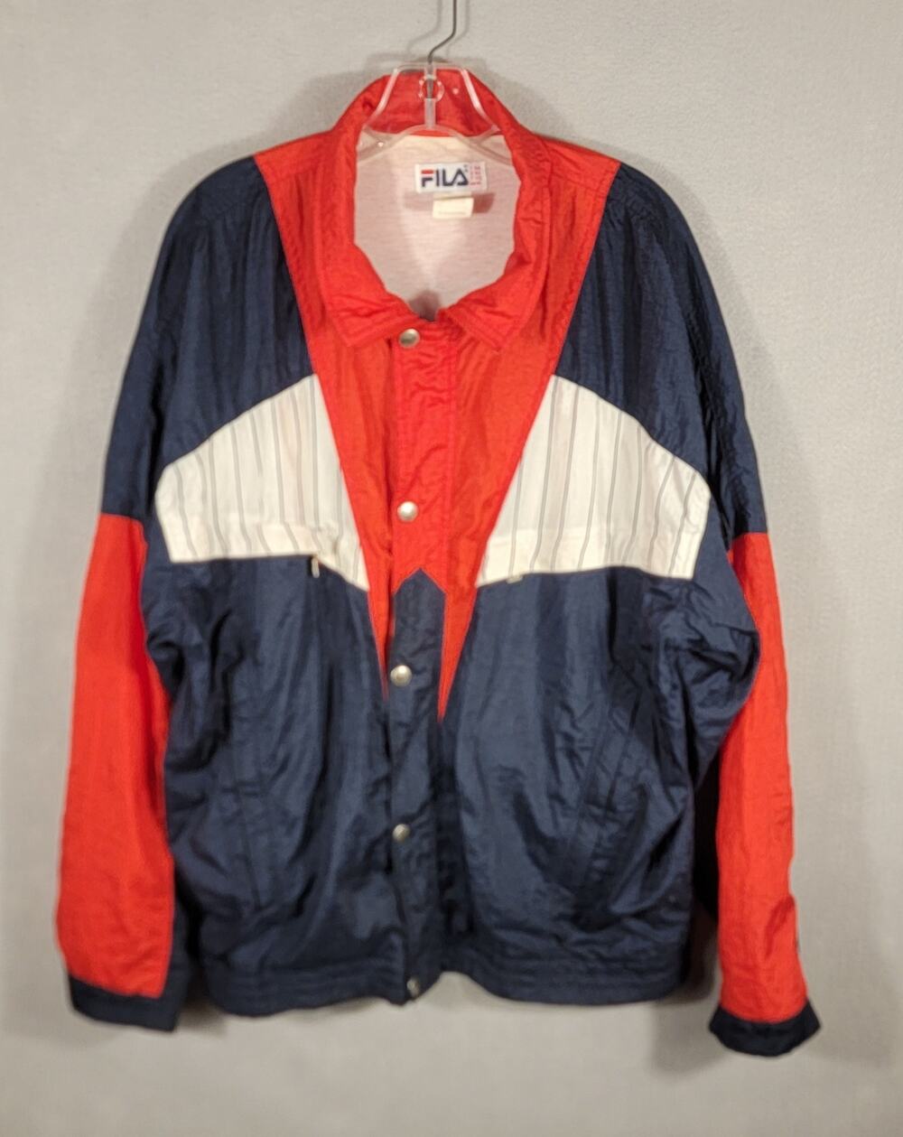 Vintage 80s 90s Fila Colorblock Nylon Track Jacket USA 46 XL